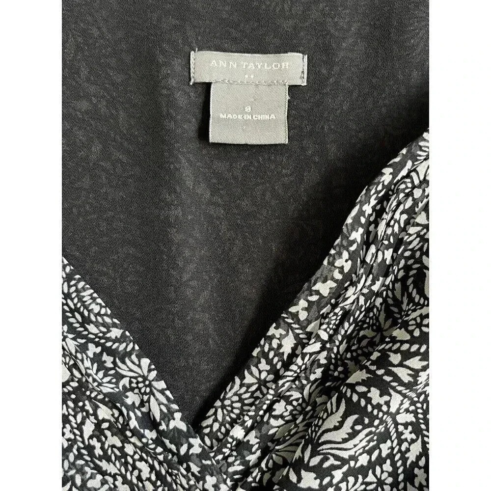 Ann Taylor Paisley Maxi Dress Sheer Overlay Black White‎ Size 8 - Picture 3 of 9